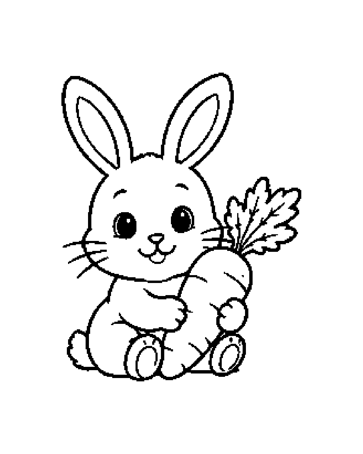 Bunny with Carrot printable coloring picture
