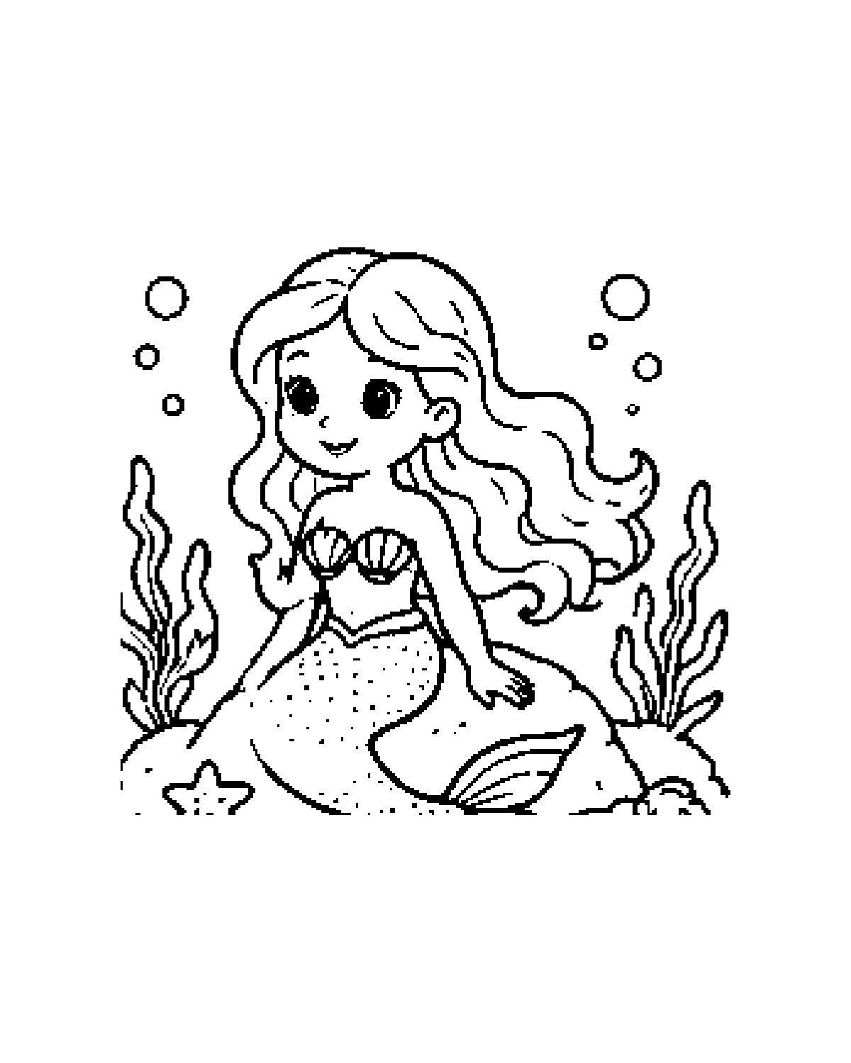 Mermaid printable coloring picture