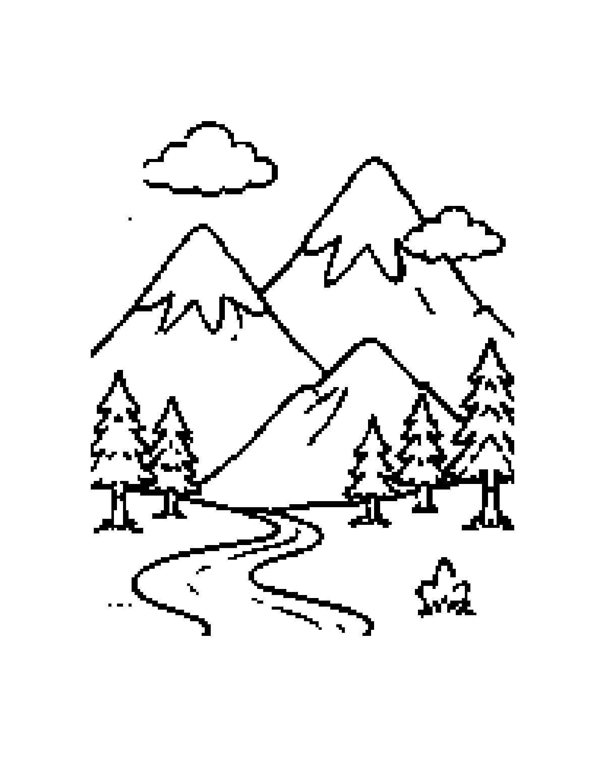 Mountain printable coloring picture