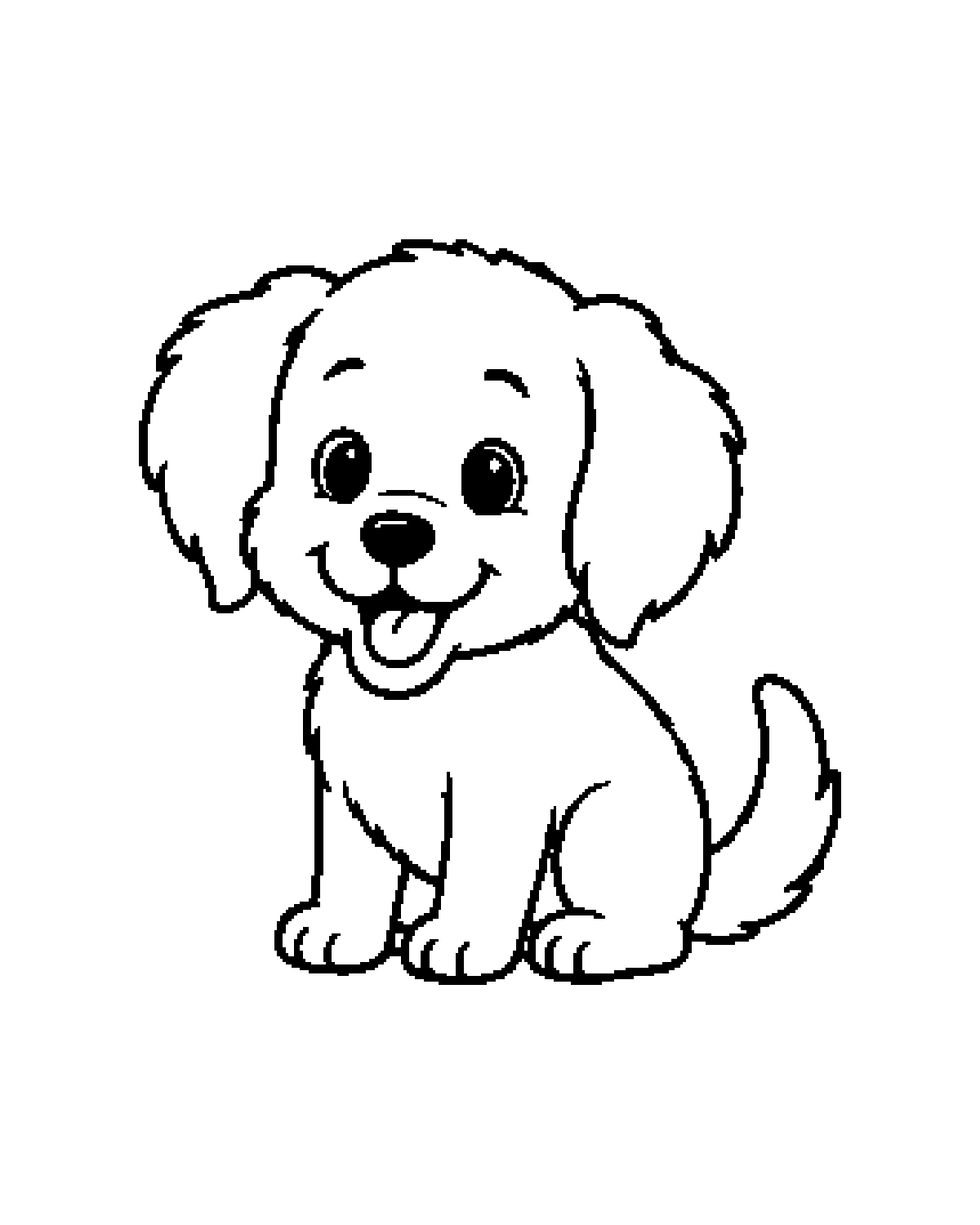 Happy puppy coloring picture