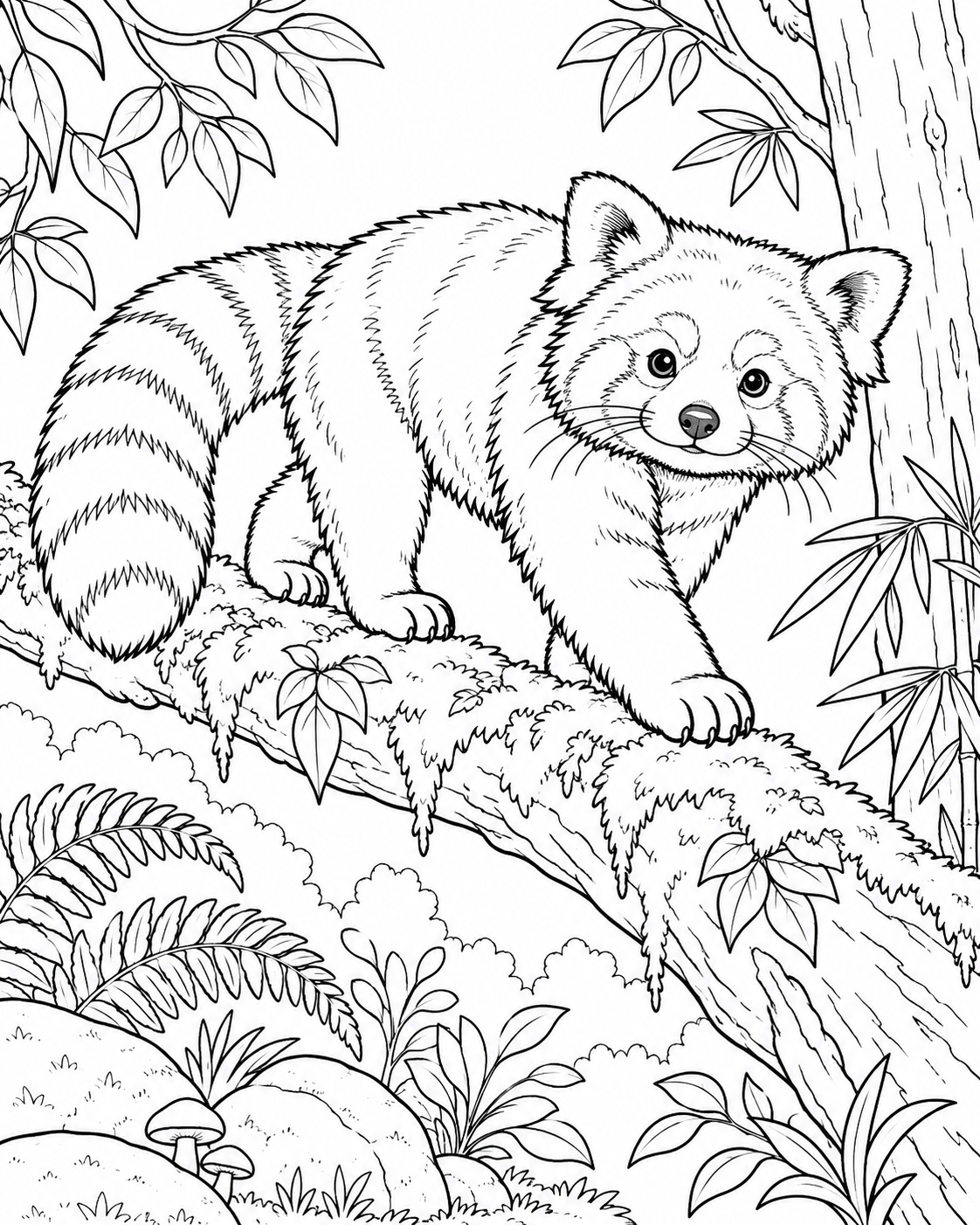 Red Panda printable coloring page
