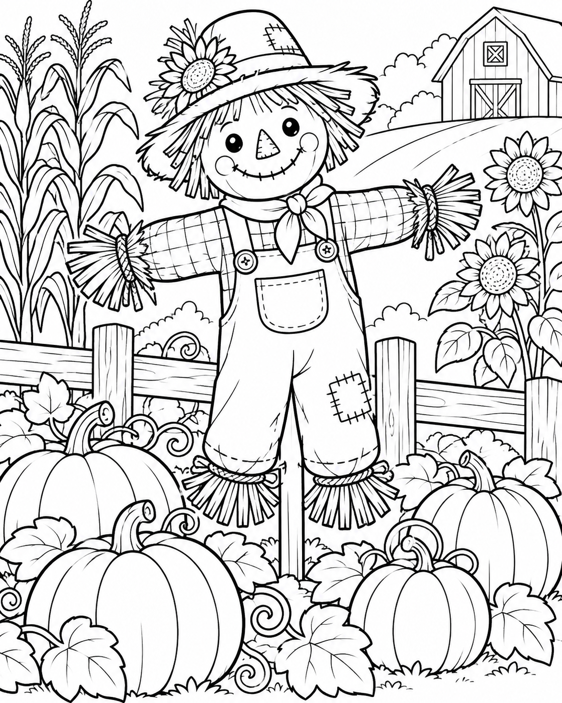 Scarecrow printable coloring page