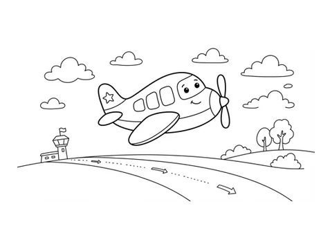 Airplane printable coloring picture