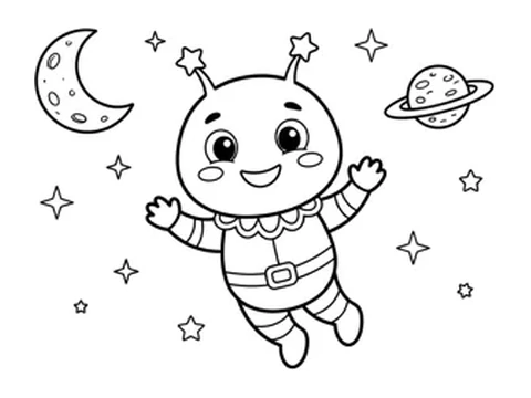 Alien printable coloring picture