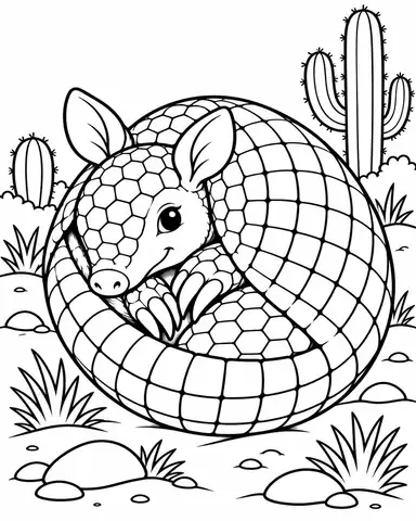 Armadillo Curling Into a Ball printable coloring page