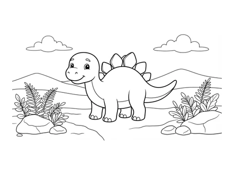 Baby Dinosaur printable coloring picture