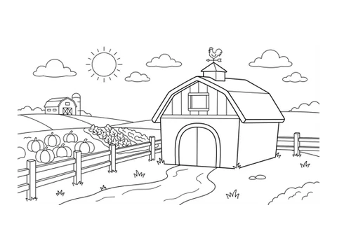 Barn printable coloring picture