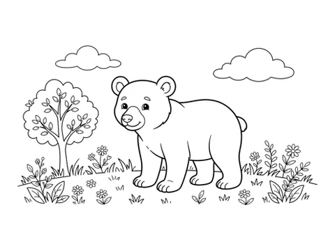 Bear Cub printable coloring picture