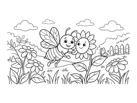 Bee printable coloring picture