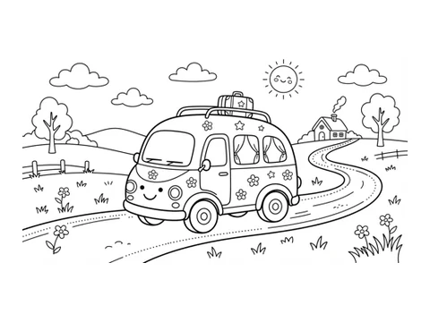 Bus printable coloring picture