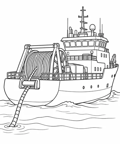 Cable-Laying Ship printable coloring page