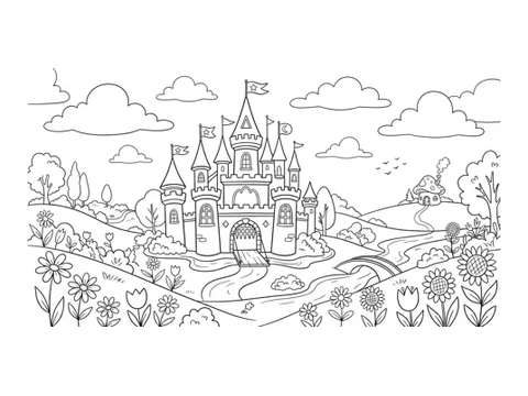 Castle printable coloring picture