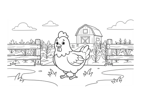 Chicken printable coloring picture