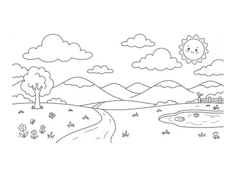 Clouds printable coloring picture