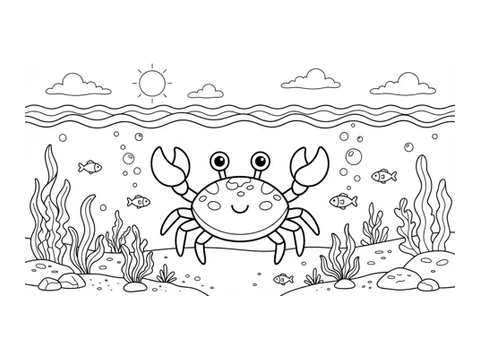 Crab printable coloring picture