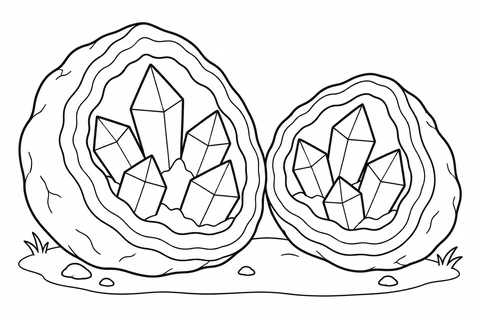 Crystal Geode printable coloring picture