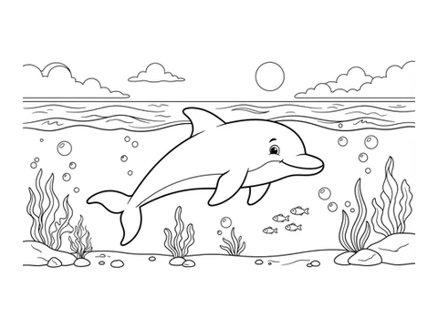 Dolphin printable coloring picture