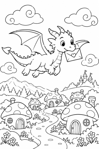 Dragon Mail printable coloring page