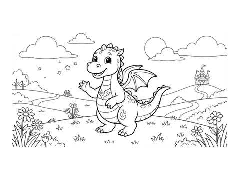 Dragon printable coloring picture