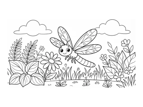 Dragonfly printable coloring picture