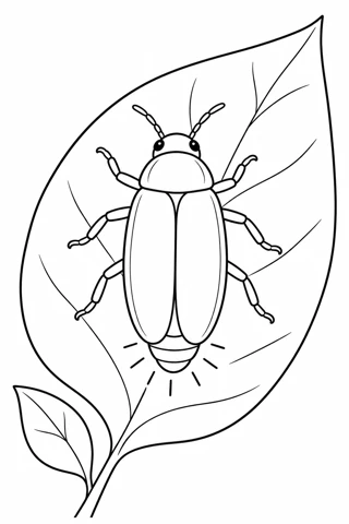Firefly on a Leaf printable coloring picture