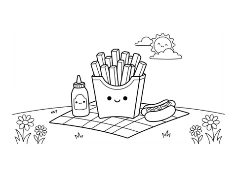 French Fries printable coloring picture
