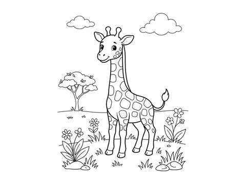 Giraffe printable coloring picture