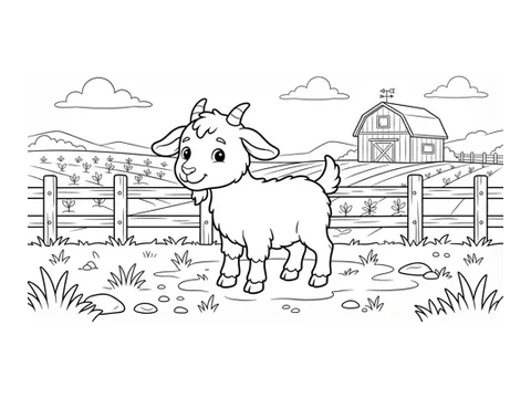 Goat printable coloring picture
