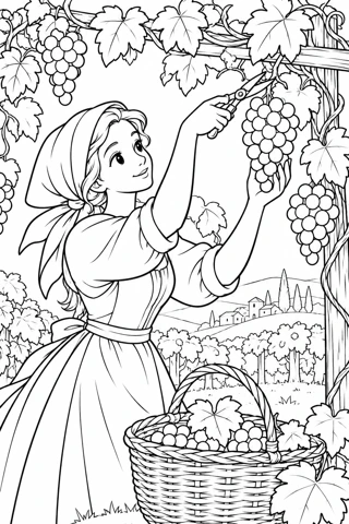 Grape Harvest Basket printable coloring page