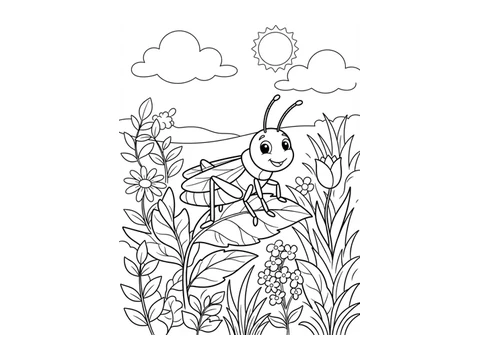Grasshopper printable coloring picture