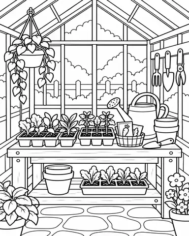 Greenhouse Seedling Bench printable coloring page
