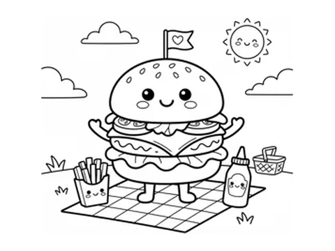 Hamburger printable coloring picture