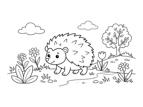 Hedgehog printable coloring picture