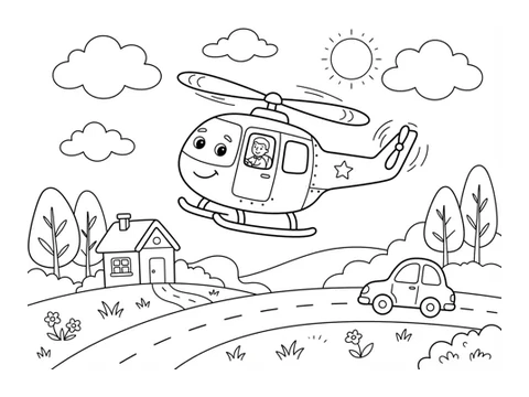 Helicopter printable coloring picture