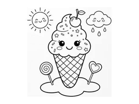 Ice Cream printable coloring picture