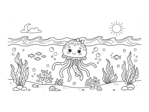 Jellyfish printable coloring picture