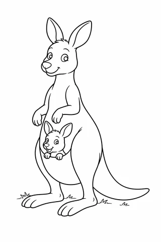 Kangaroo and Joey printable coloring picture