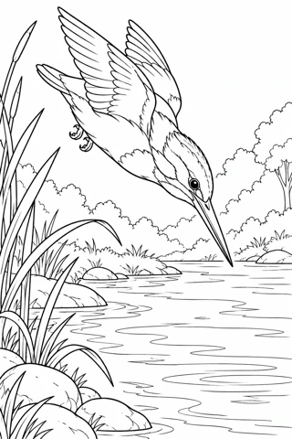 Kingfisher River Dive printable coloring page