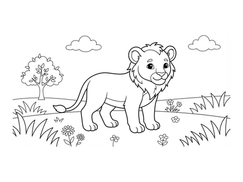 Lion printable coloring picture