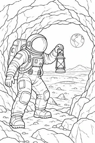 Lunar Lava Tube Explorer printable coloring page