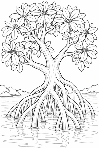 Mangrove Roots at the Water printable coloring page