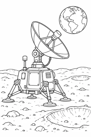 Moon Lander with Earth in View printable coloring page