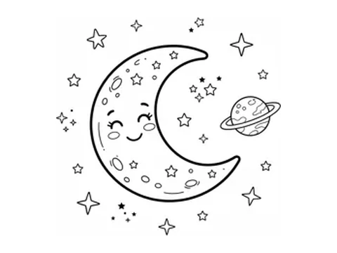Moon printable coloring picture