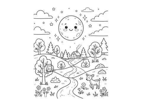 Moon printable coloring picture