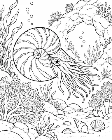 Nautilus printable coloring page