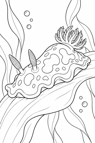 Nudibranch Along Kelp printable coloring page