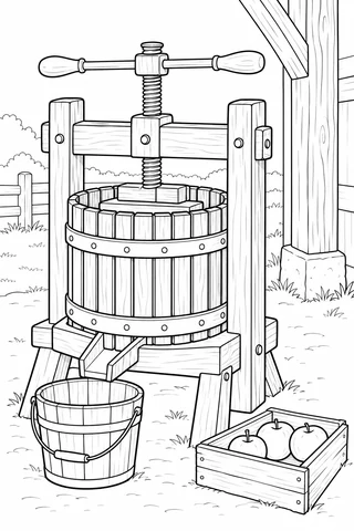 Old-Fashioned Cider Press printable coloring page