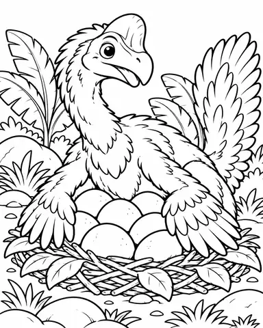Oviraptor Guarding Its Nest printable coloring page