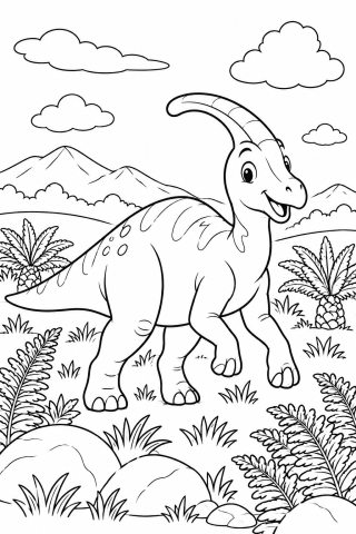 Parasaurolophus printable coloring page