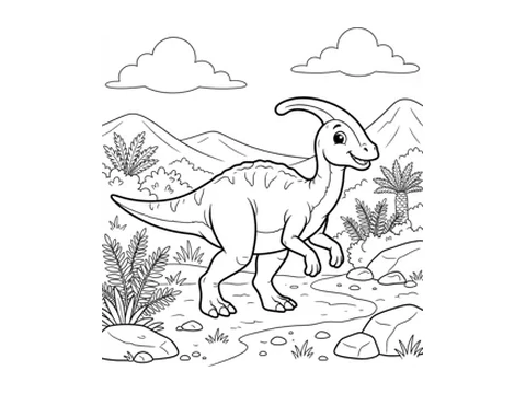 Parasaurolophus printable coloring picture